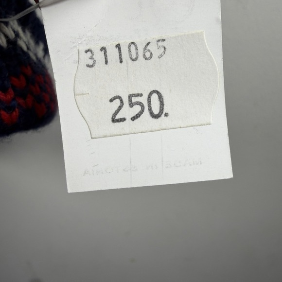 FOLC Extra Long Hat 100% Wool Deer Pompom Winter Hat Preppy Navy Red - Picture 6 of 14